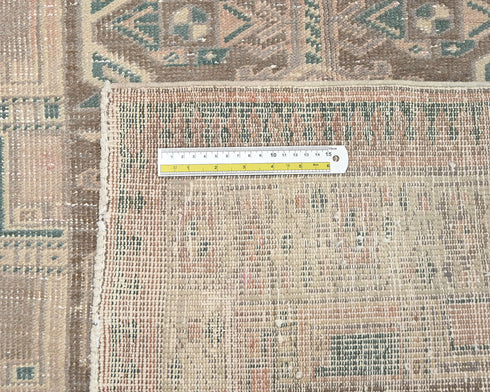 11 Ft Vintage Brown Persian Style Hand Knotted Low Pile Wool Runner Rug